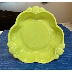 Vintage MCM Lime Green Ornate Bowl Hawthorne Pottery California Ceramic 7" 37B
